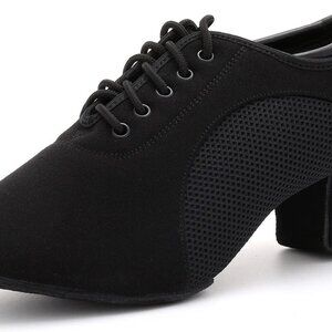 Women's Latin Dance Shoes Suede Lace-Up Ballroom Salsa Practice 2 Inch Heels